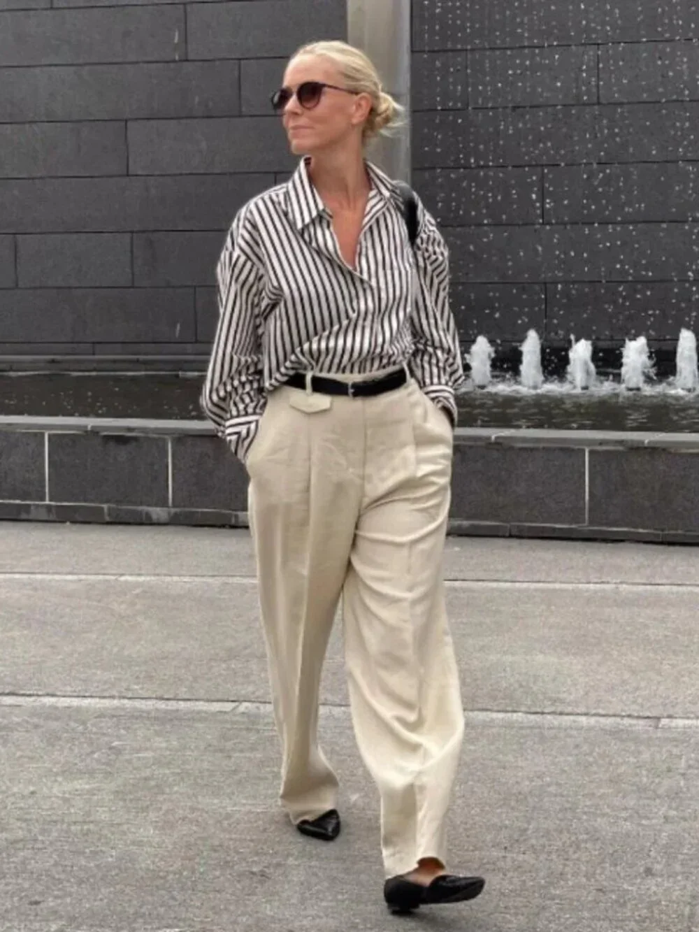 NEW COS | Relaxed Linen-Blend Wide-Leg Trousers in Beige